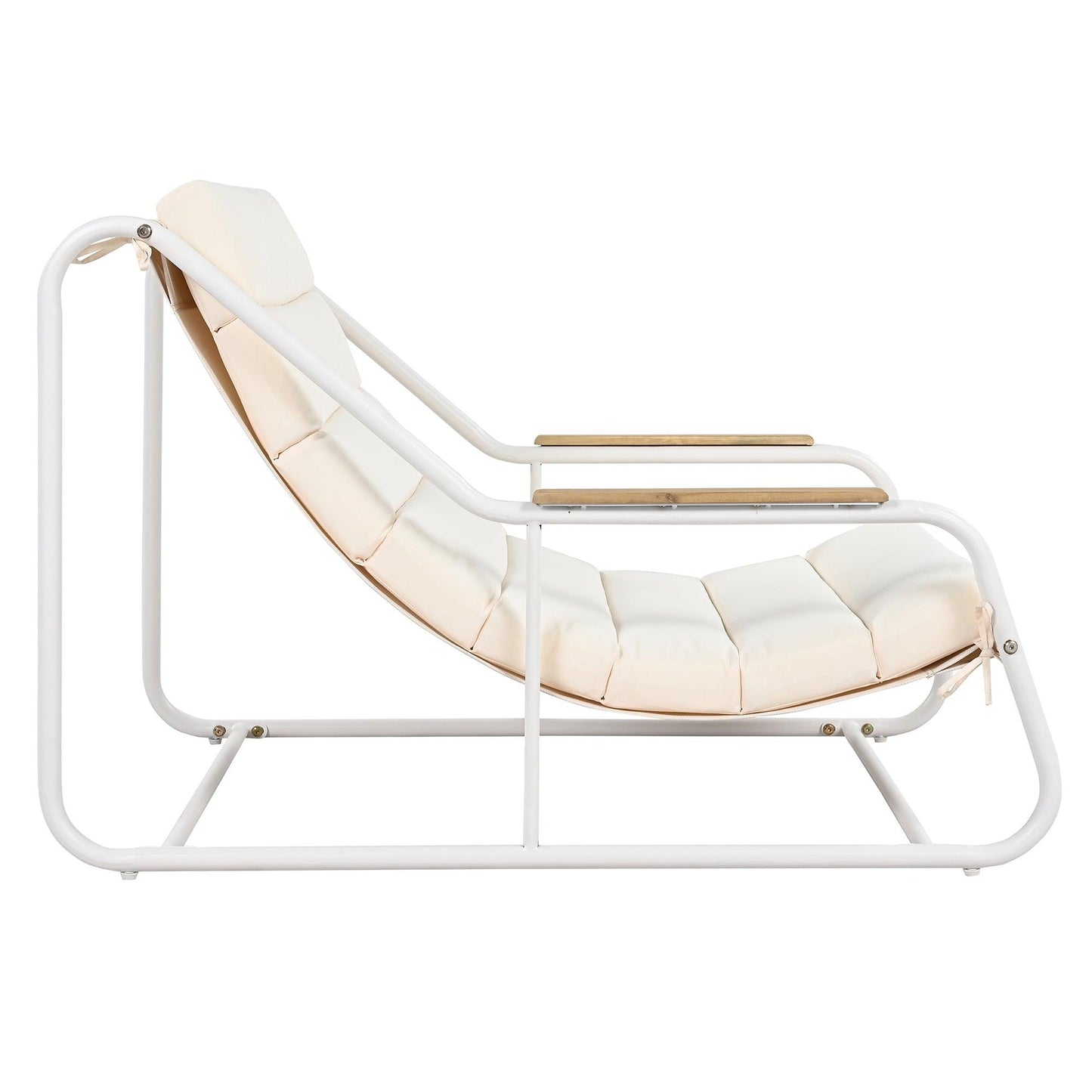 Outdoor Chaise Lounge Chairs Set of 3 with Acacia Side Table, Pool Lounge Chairs for Lawn, Deck, Beach