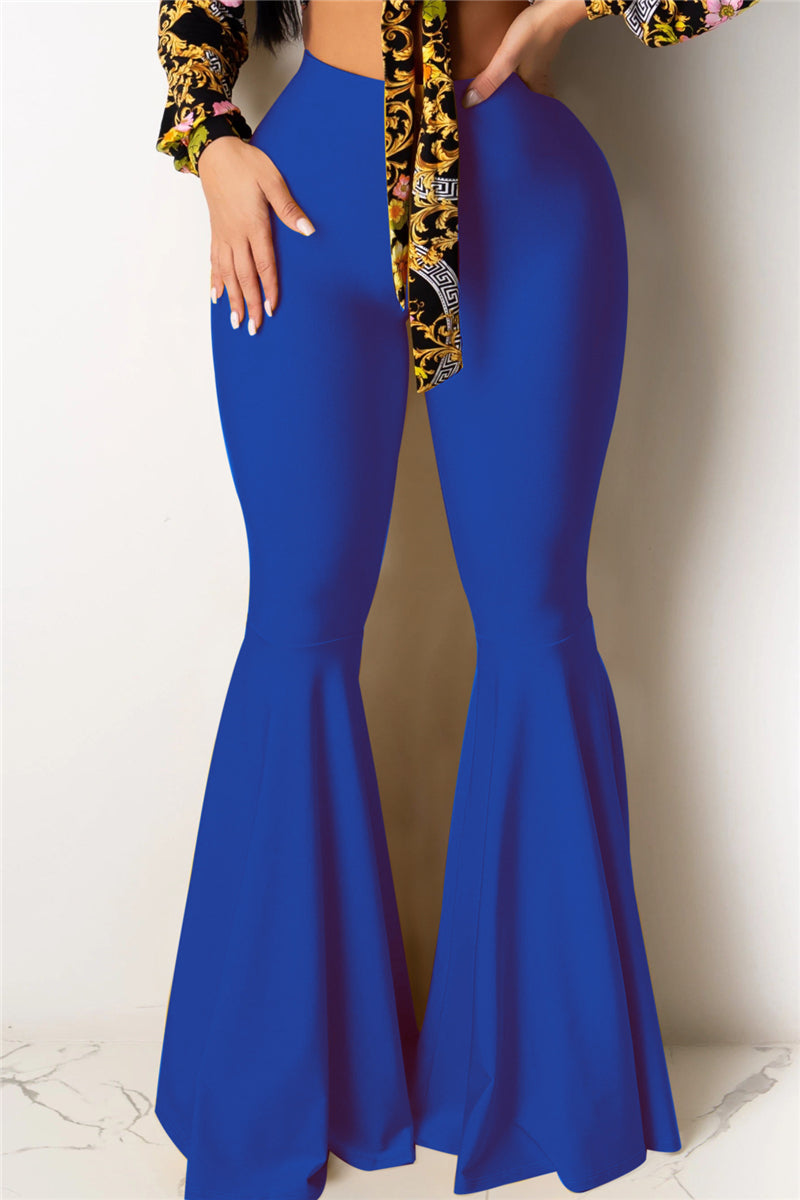 Solid color new stylish stretch slim flare pants