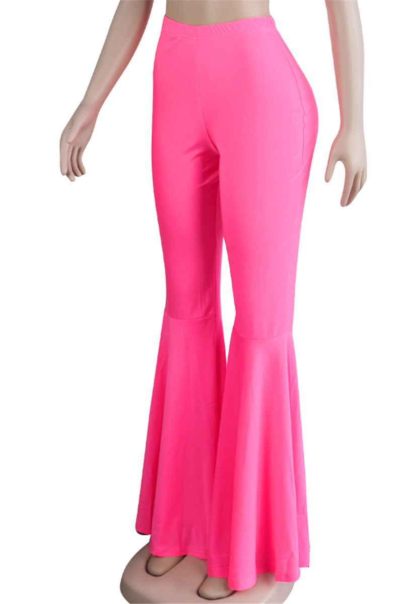 Solid color new stylish stretch slim flare pants