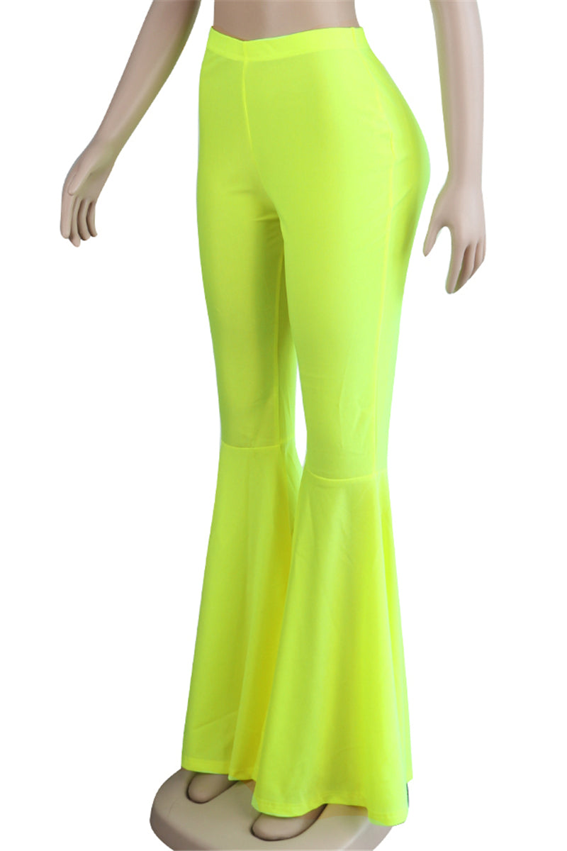 Solid color new stylish stretch slim flare pants