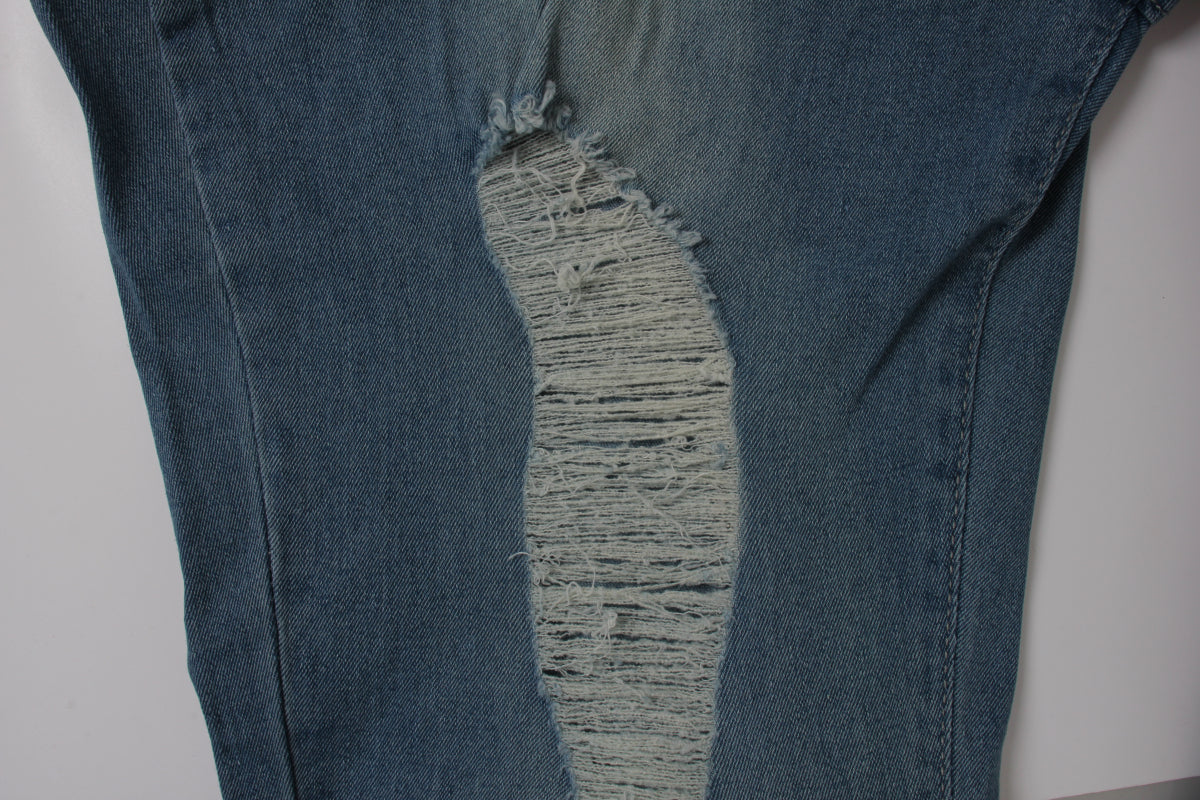 Solid color autumn zip-up holes button stretch all-match flare jeans