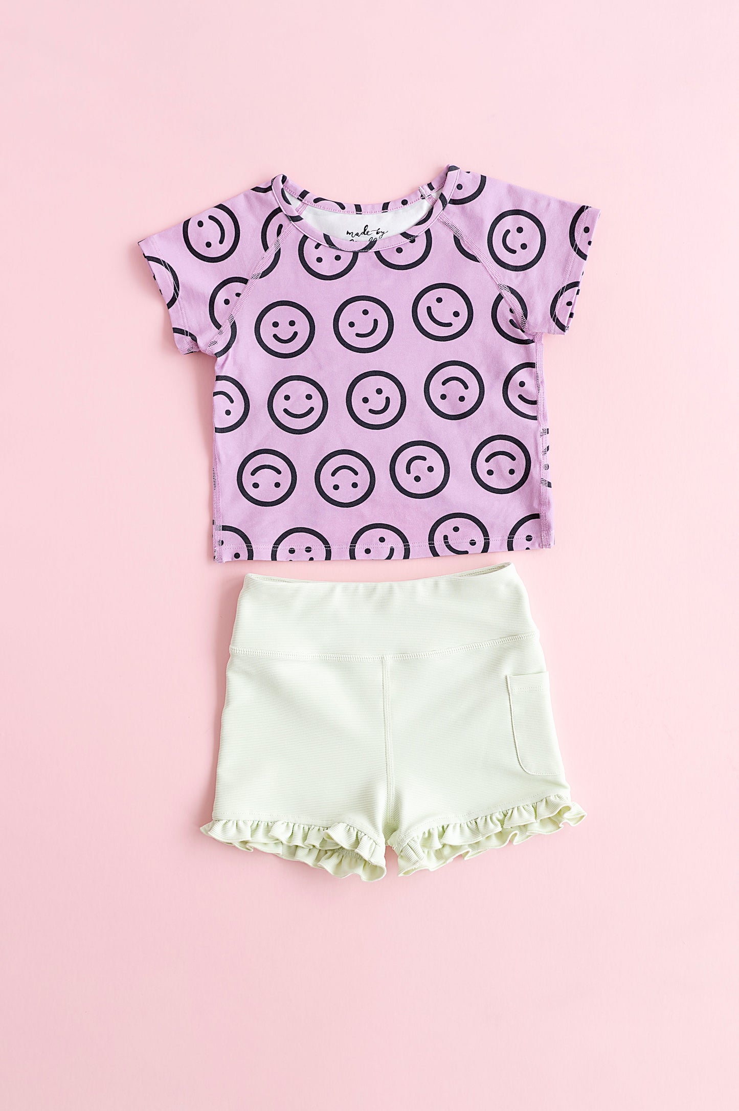 Hint of Mint | Ribbed Ruffle Yoga Shorts