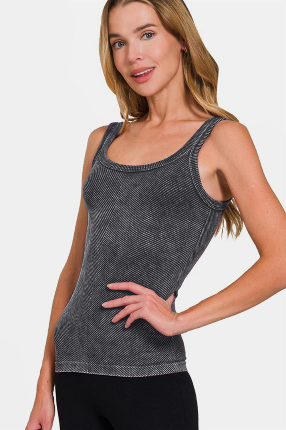 Zenana Ribbed Scoop Neck Tank for Stylish Layering