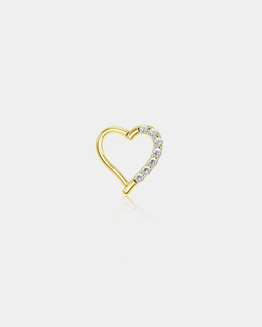 14K Gold CZ Heart Shaped Daith Earring