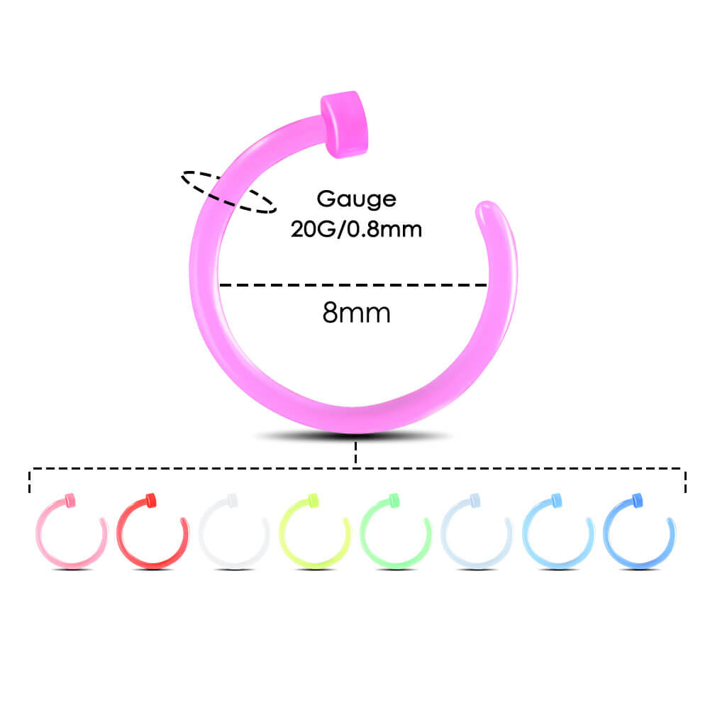 9PCS Colorful Acrylic Nose Hoop Set