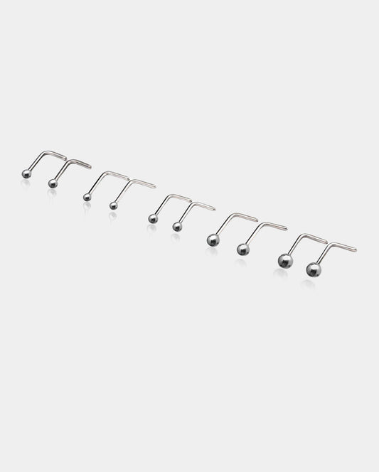 2PCS Titanium L-shaped Nose Stud