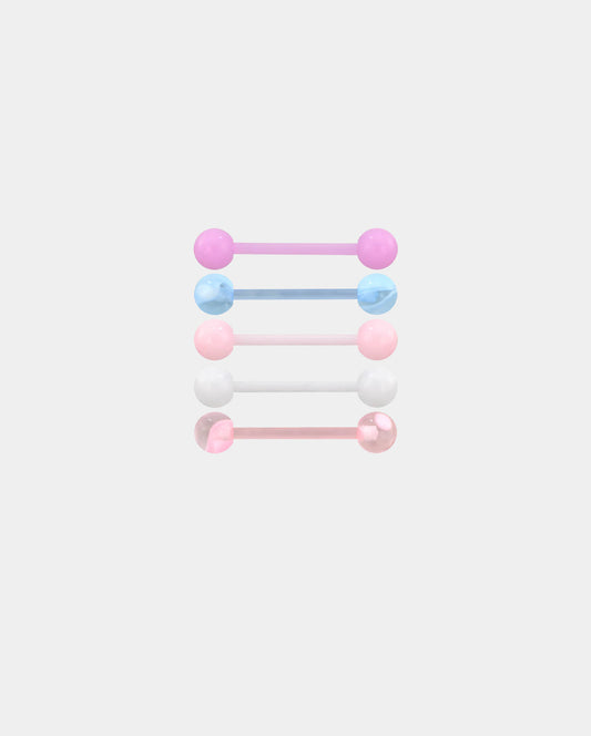 5PCS Macaron Color Acrylic Tongue Barbell Set