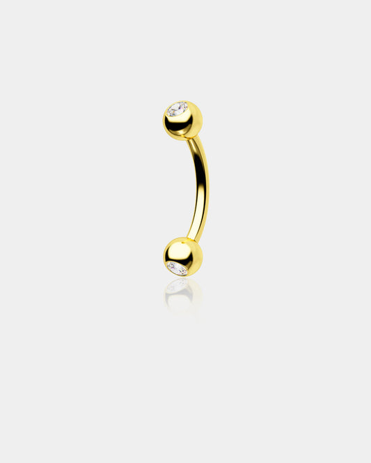 14K Gold CZ Belly Ring