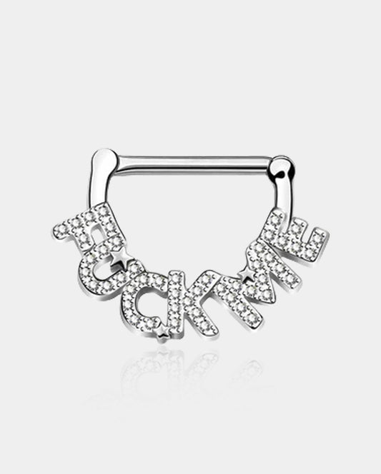 2Pcs CZ Letter Nipple Rings Pair
