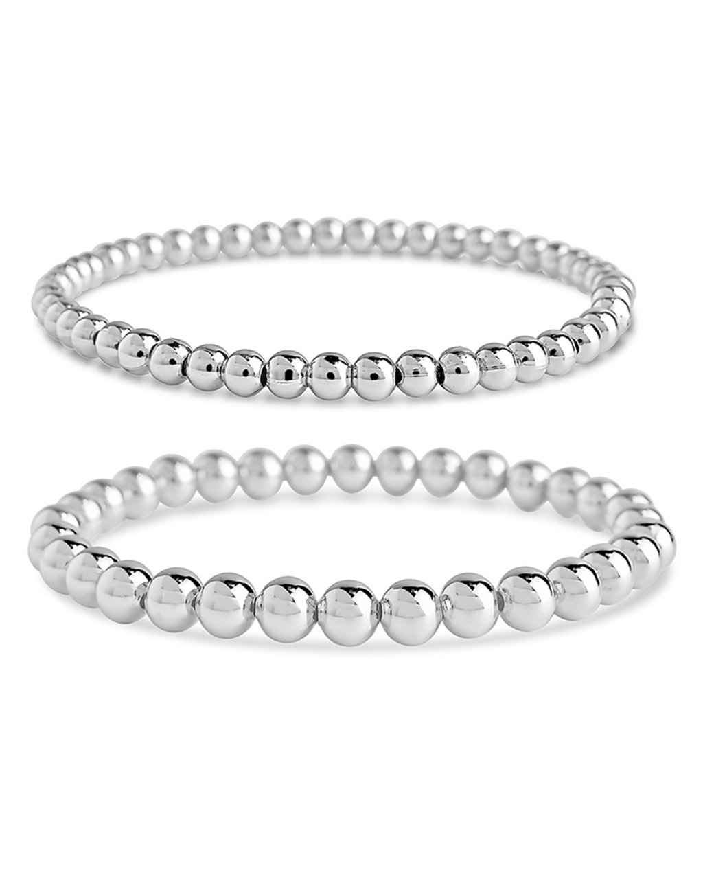 Sterling Silver Beaded Stretch Bracelet Sets