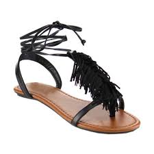 Rayna: Fringe Strap Sandal in Black