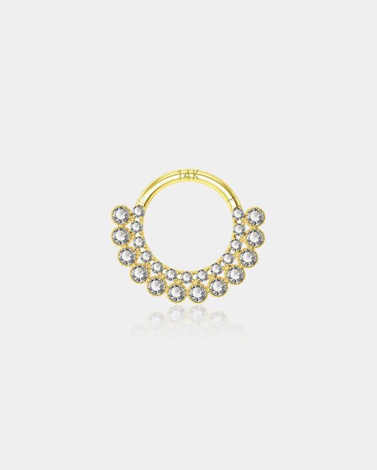 14K Gold CZ Clicker Segment Septum Hoop