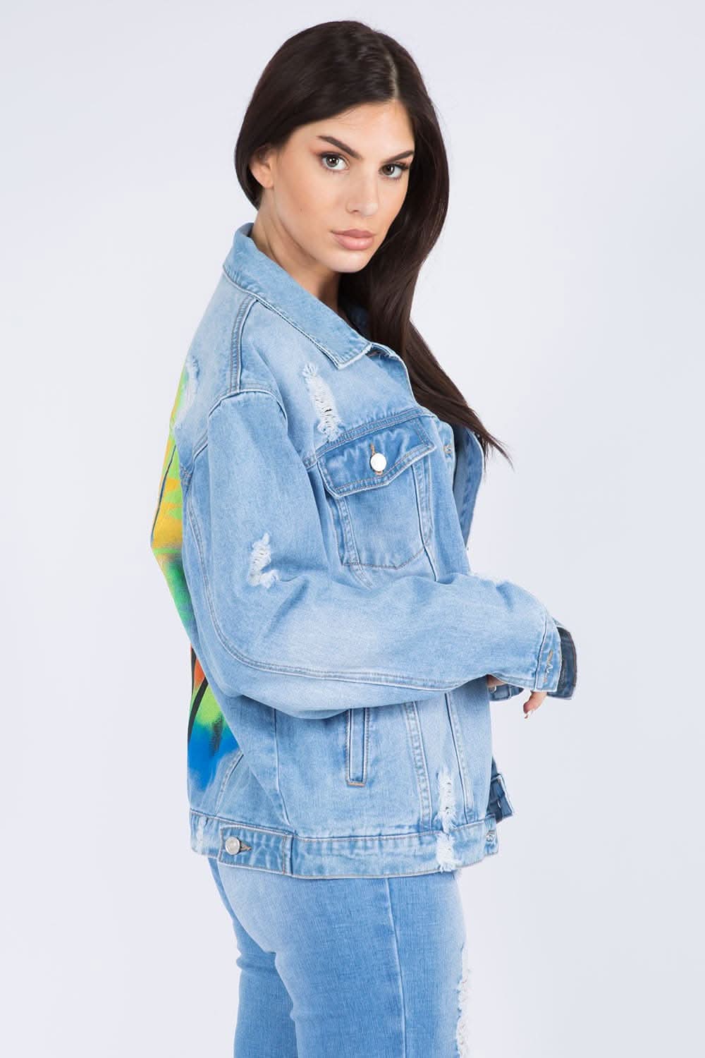 American Bazi distressed denim jacket