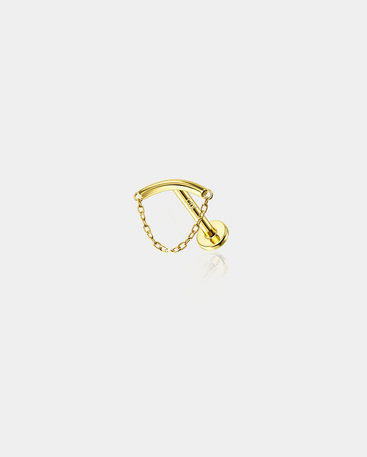 14K Gold Chain Internally Threaded Cartilage Earring