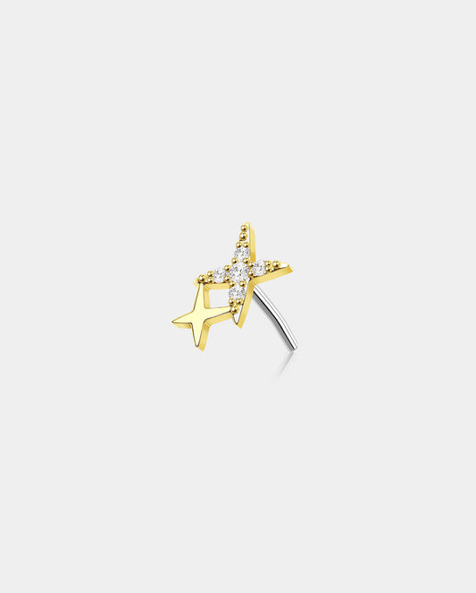 14K Gold Shinny Star Threadless Nose Stud