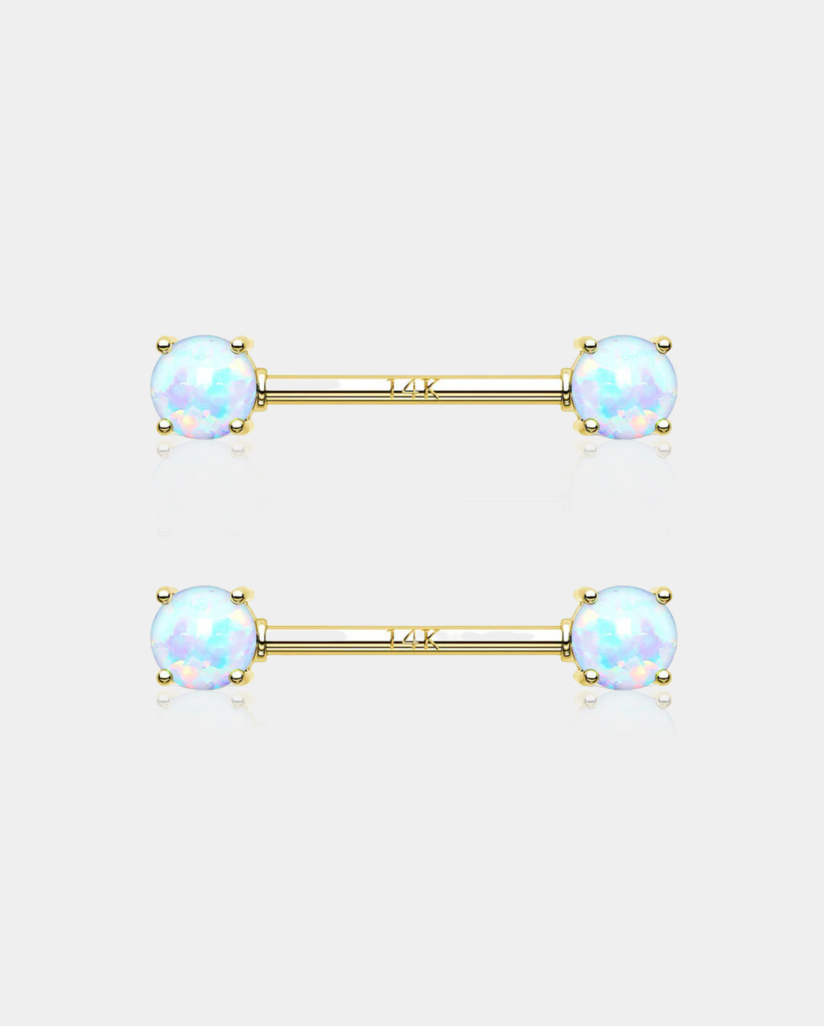 14K Gold Round Opal Nipple Ring
