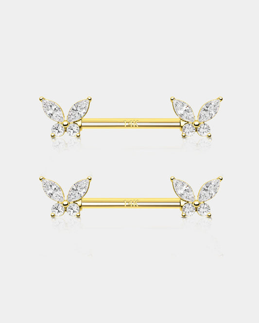 14K Gold Butterfly Nipple Ring