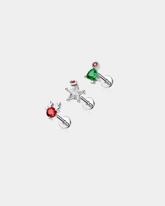 3PCS Star Internally Threaded Cartilage Studs