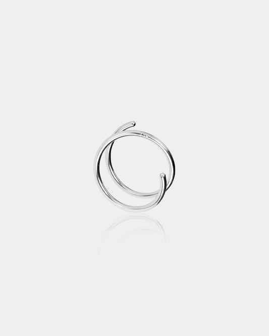 14K White Gold Double Segment Nose Hoop