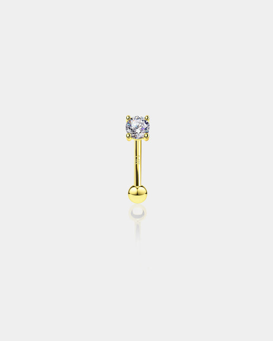 14K Gold Clear CZ Eyebrow & Rook Earring