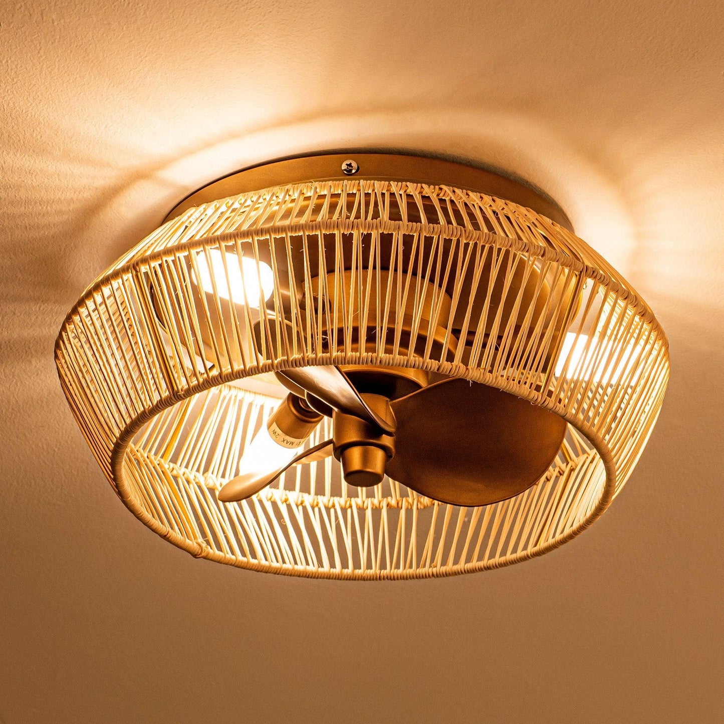 14" Farmhouse DC Motor Flush Mount Reversible Iron Ceiling Fan with LED Lighting and Remote Control