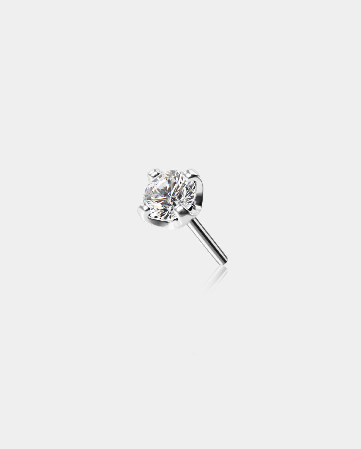 14K White Gold CZ Threadless Helix Stud