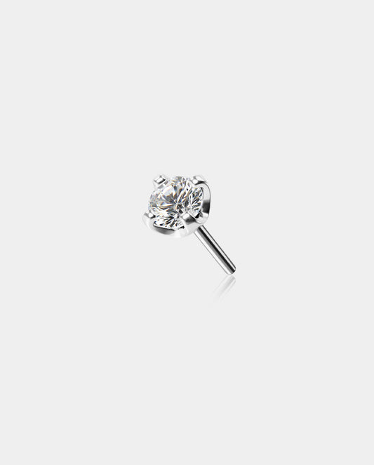 14K White Gold CZ Threadless Helix Stud