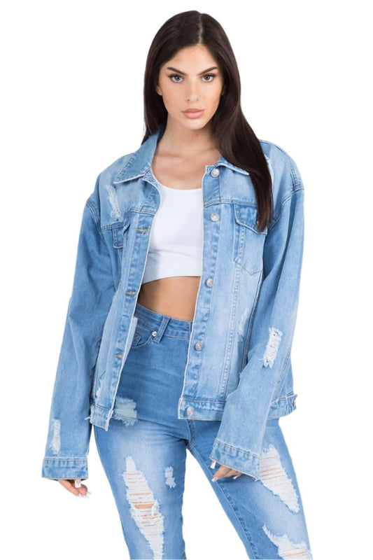 American Bazi distressed denim jacket