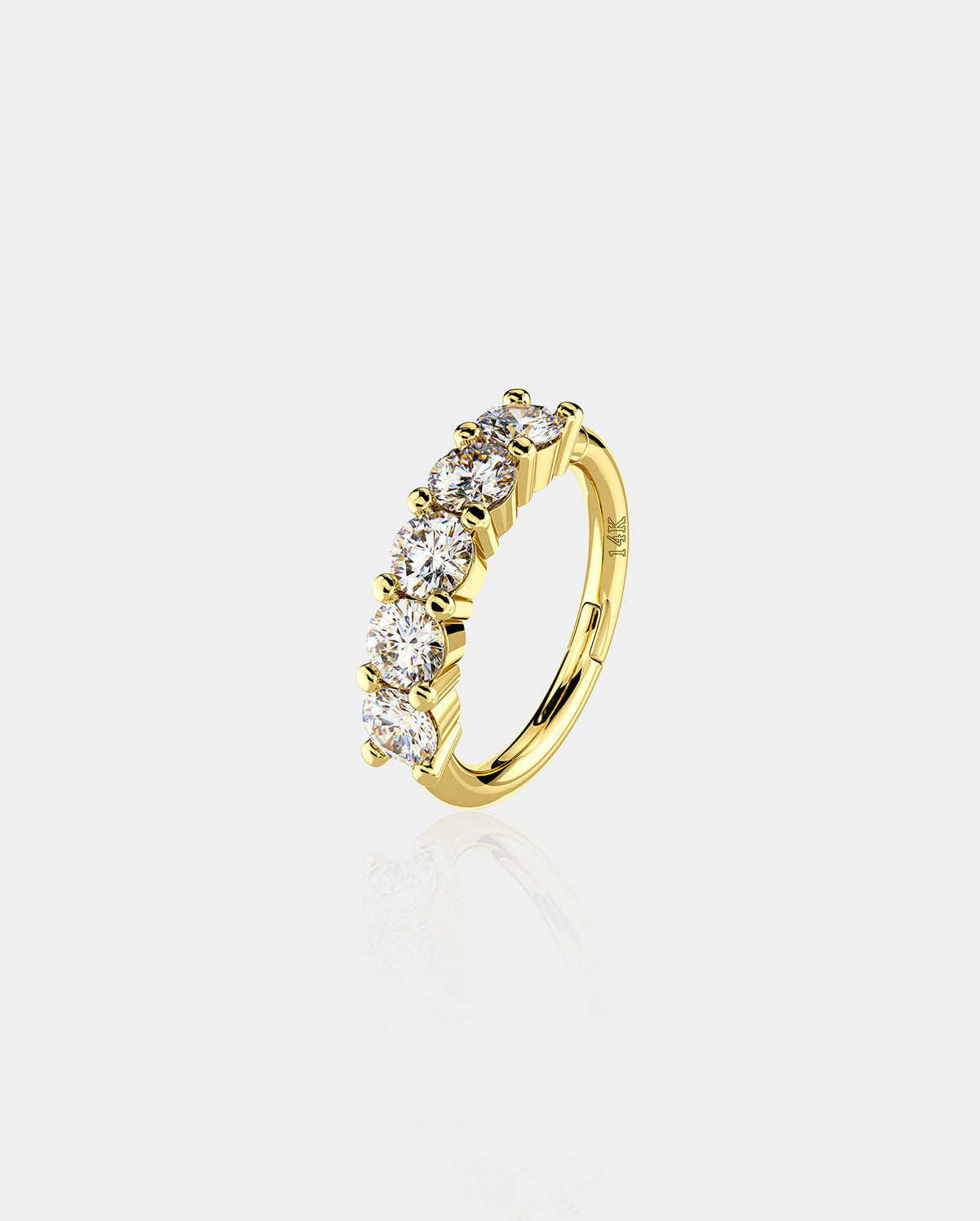 14K Gold Clear CZ Segment Helix Hoop Earring