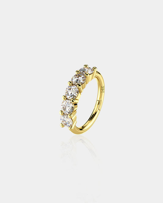 14K Gold Clear CZ Segment Helix Hoop Earring