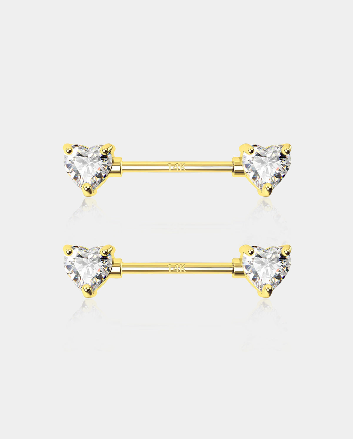 14K Gold Heart CZ Nipple Ring