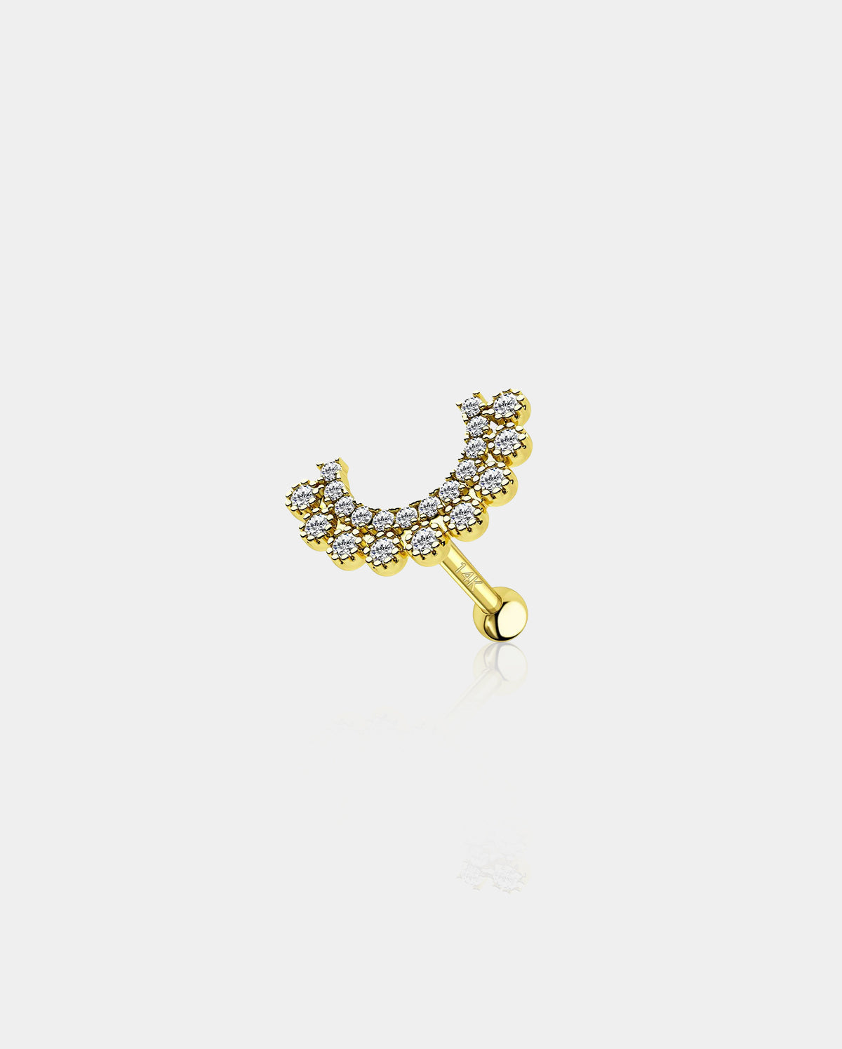 14K Gold CZ U-Shape Cartilage Stud
