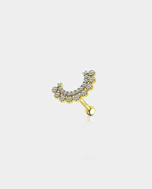 14K Gold CZ U-Shape Cartilage Stud