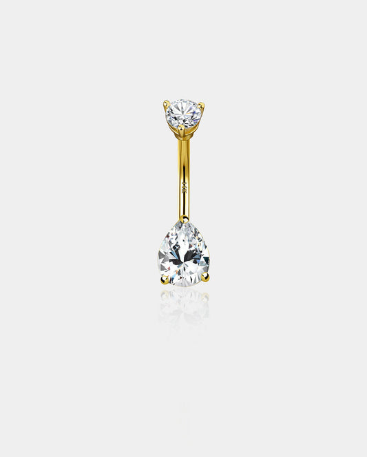 14K Gold Teardrop CZ Belly Rings
