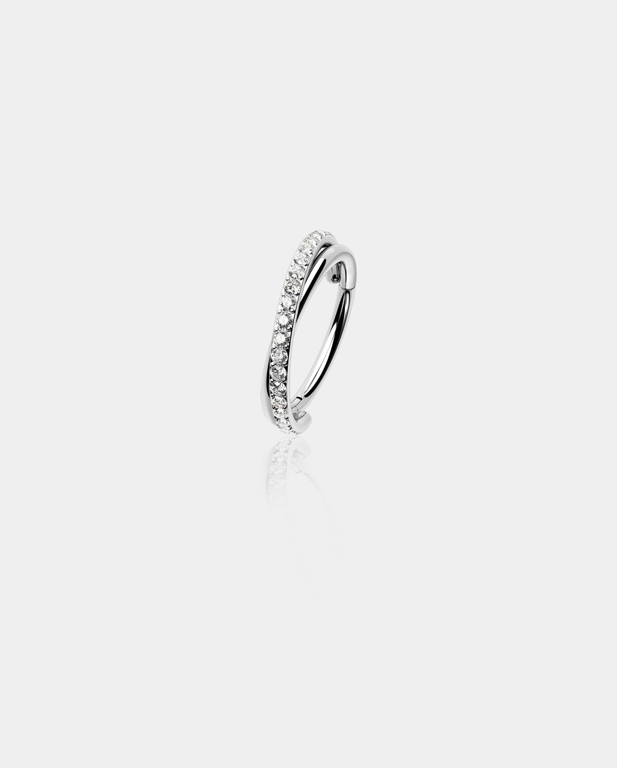 20G Crossed CZ Segment Nose Ring