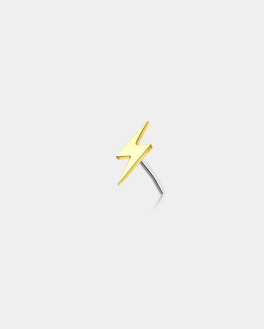 14K Gold Lightning Bolt Threadless Nose Stud