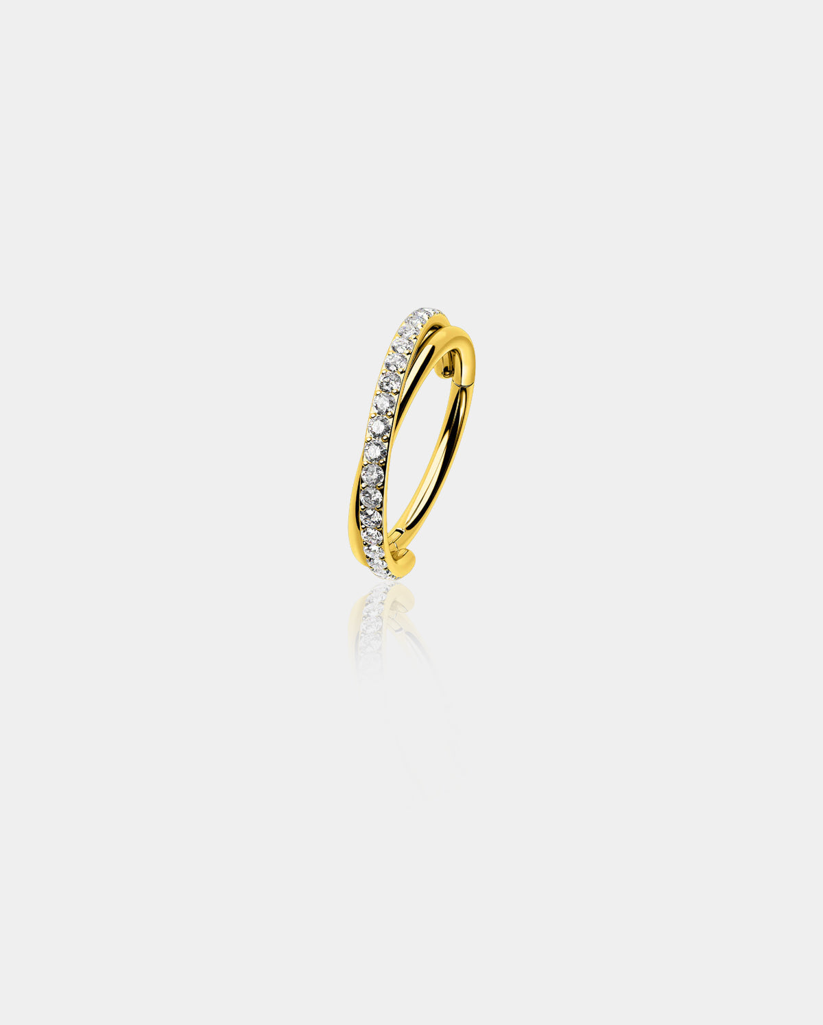 20G Crossed CZ Segment Nose Ring