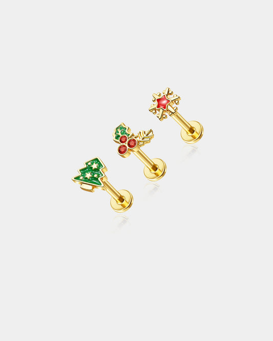 3PCS Tree Internally Threaded Cartilage Studs