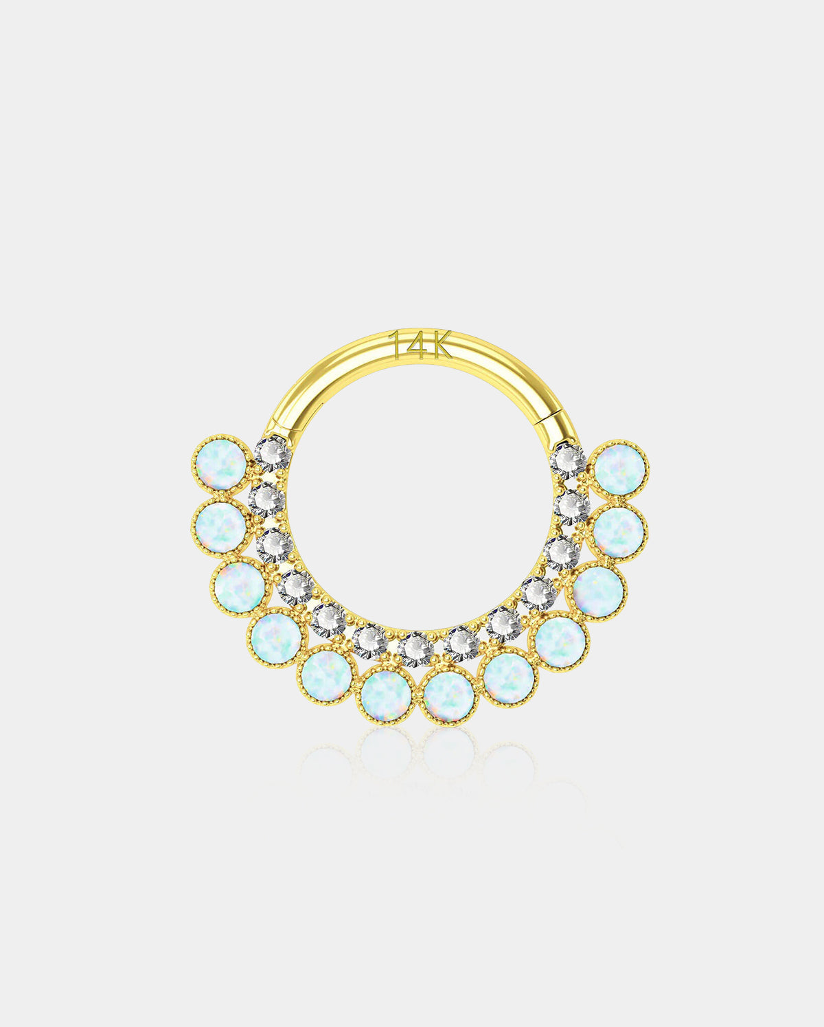 14K Gold CZ Opal Clicker Segment Daith Earrings