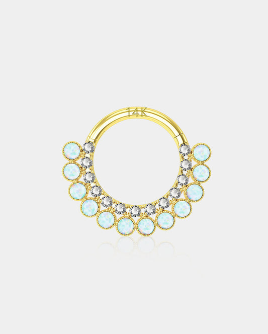 14K Gold CZ Opal Clicker Segment Daith Earrings