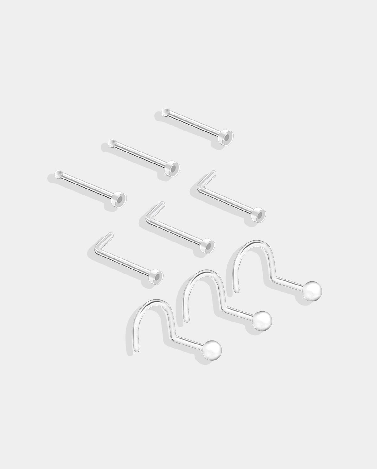 9PCS Acrylic Nose Stud Retainers Set