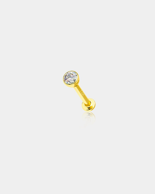 14K Gold CZ Labret Lip Stud