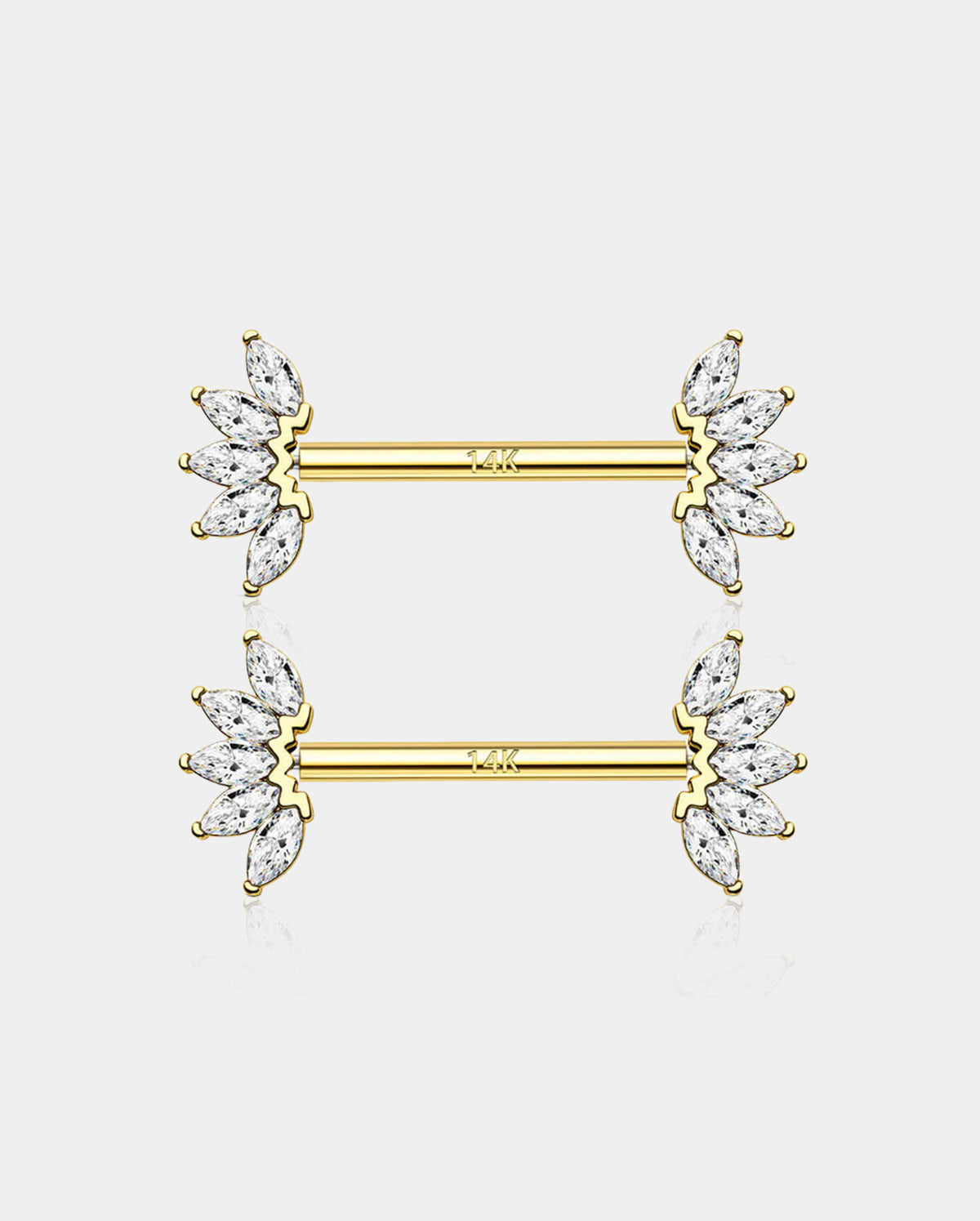14K Gold CZ Nipple Ring