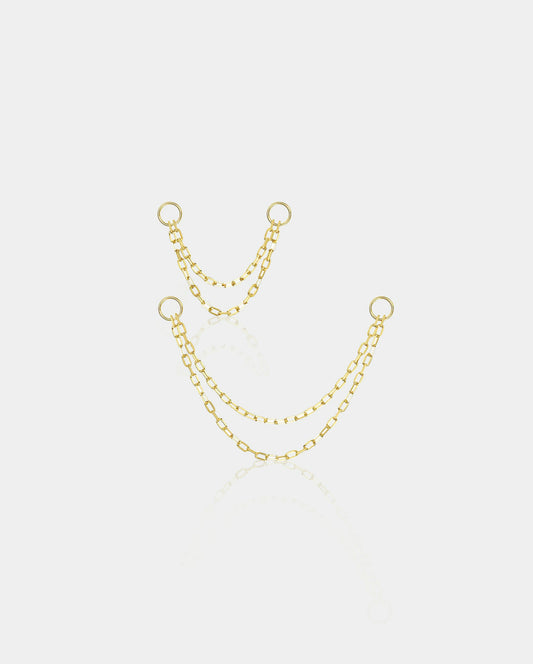 14K Gold Double Chain Cartilage Earring