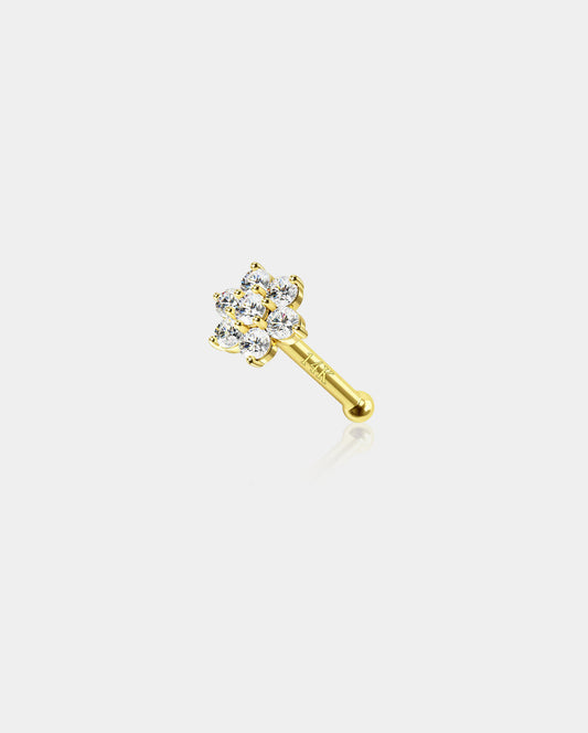14K Gold Flower Top Nose Bone Stud