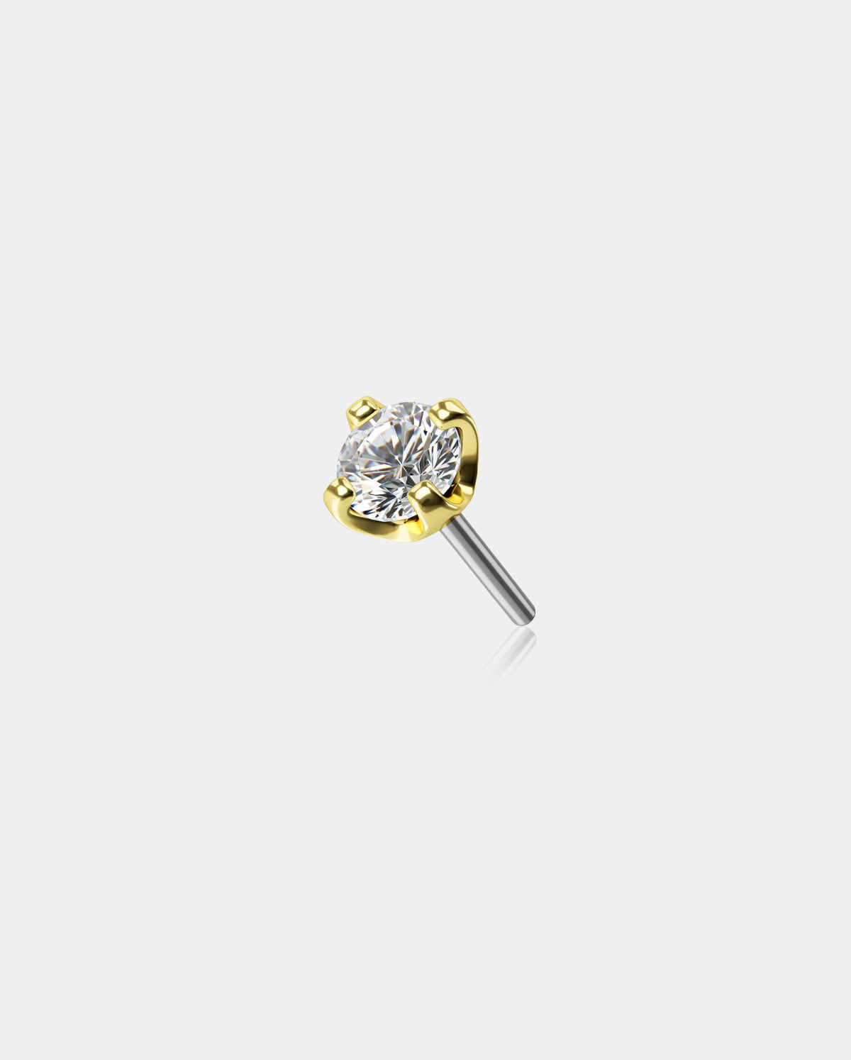 14K Gold Colorful CZ Threadless Nose Stud
