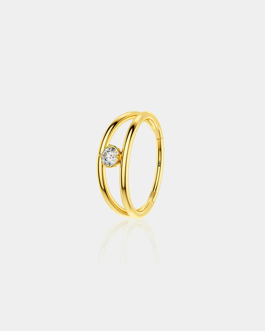 14K Gold CZ Double Layer Cartilage Earrings