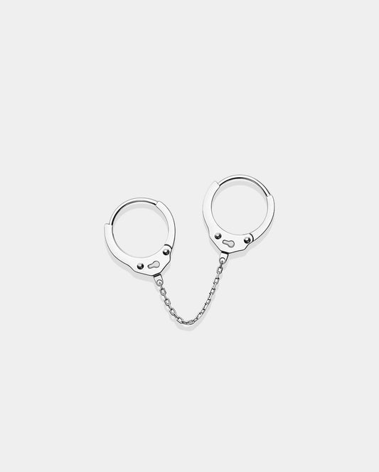 14K White Gold Handcuffs Cartilage Earring