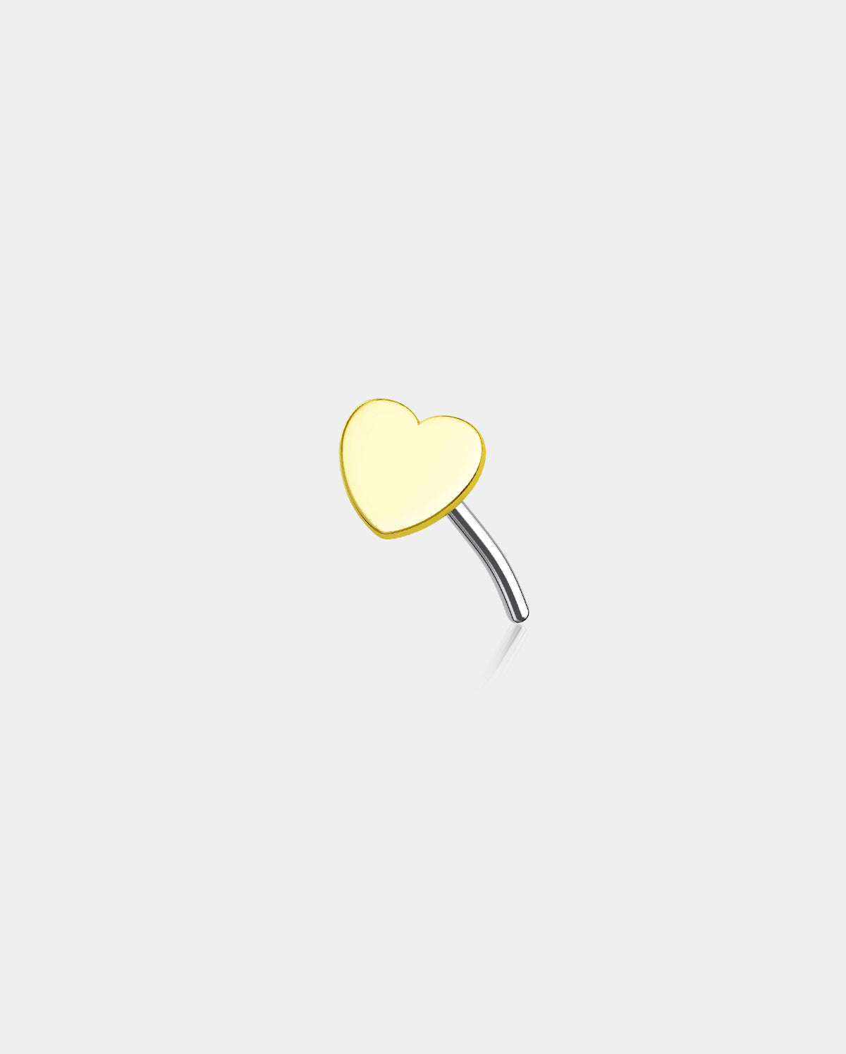 14K Gold Flat Heart Shape Threadless Nose Stud