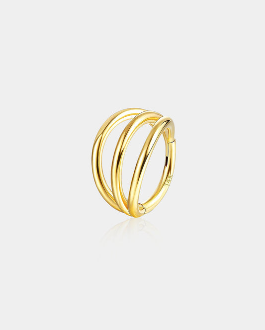 14K Gold Triple Layered Segment  Cartilage Hoop